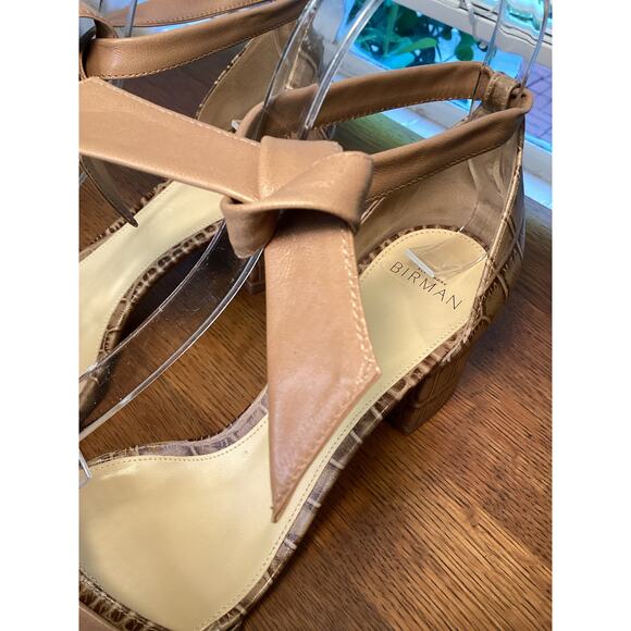 Alexandre Birman Clarita Beige Nude Croc Block Heel Sandal Ankle Wrap 40.5  9.5 - Picture 8 of 9
